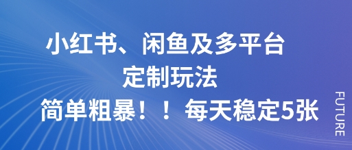 小红书、闲鱼及多平台定制玩法简单粗暴！每天稳定5张-联创在线