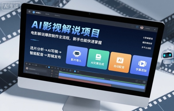 AI影视解说项目，电影解说爆款制作全流程，新手也能快速掌握-联创在线